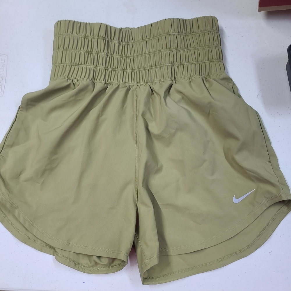 Nike Olive Green High-Waist Athletic Shorts